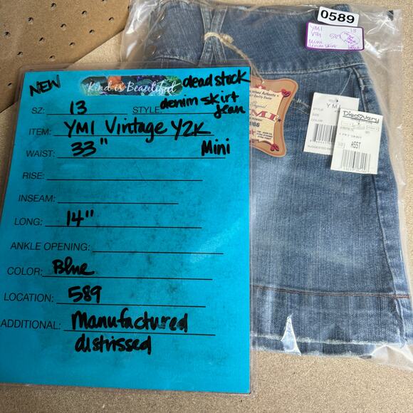 YMI Micro Mini Y2K Skirt SZ 13 Blue Women's VTG Distressed Streetwear Gyaru NEW - Picture 9 of 9